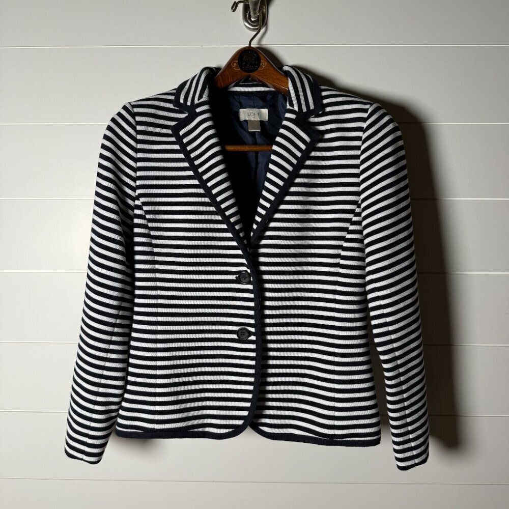 LOFT Nautical Navy and White Stripe Blazer-Jacket Sz 6